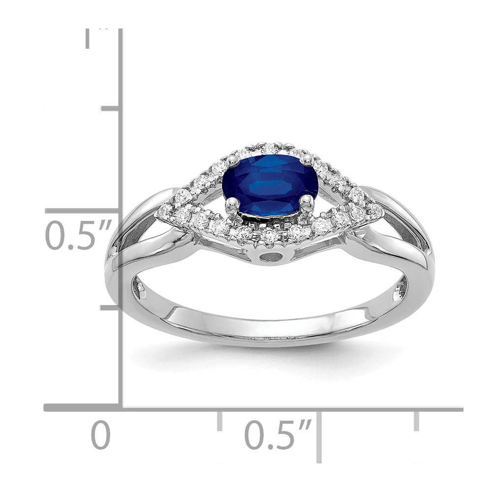 10K White Gold Diamond And Sapphire Ring