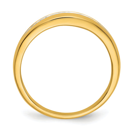 10K Yellow W/Rhodium 10K Diamond Mens Channel Ring