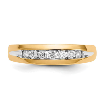 10K Yellow W/Rhodium 10K Diamond Mens Channel Ring
