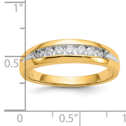 10K Yellow W/Rhodium 10K Diamond Mens Channel Ring
