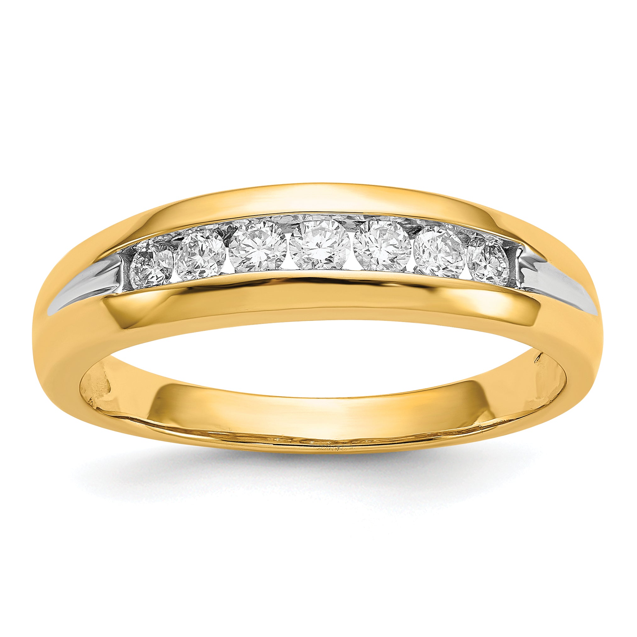10K Yellow W/Rhodium 10K Diamond Mens Channel Ring