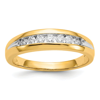10K Yellow W/Rhodium 10K Diamond Mens Channel Ring