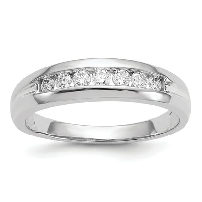 14K White Gold Diamond Mens Channel Ring