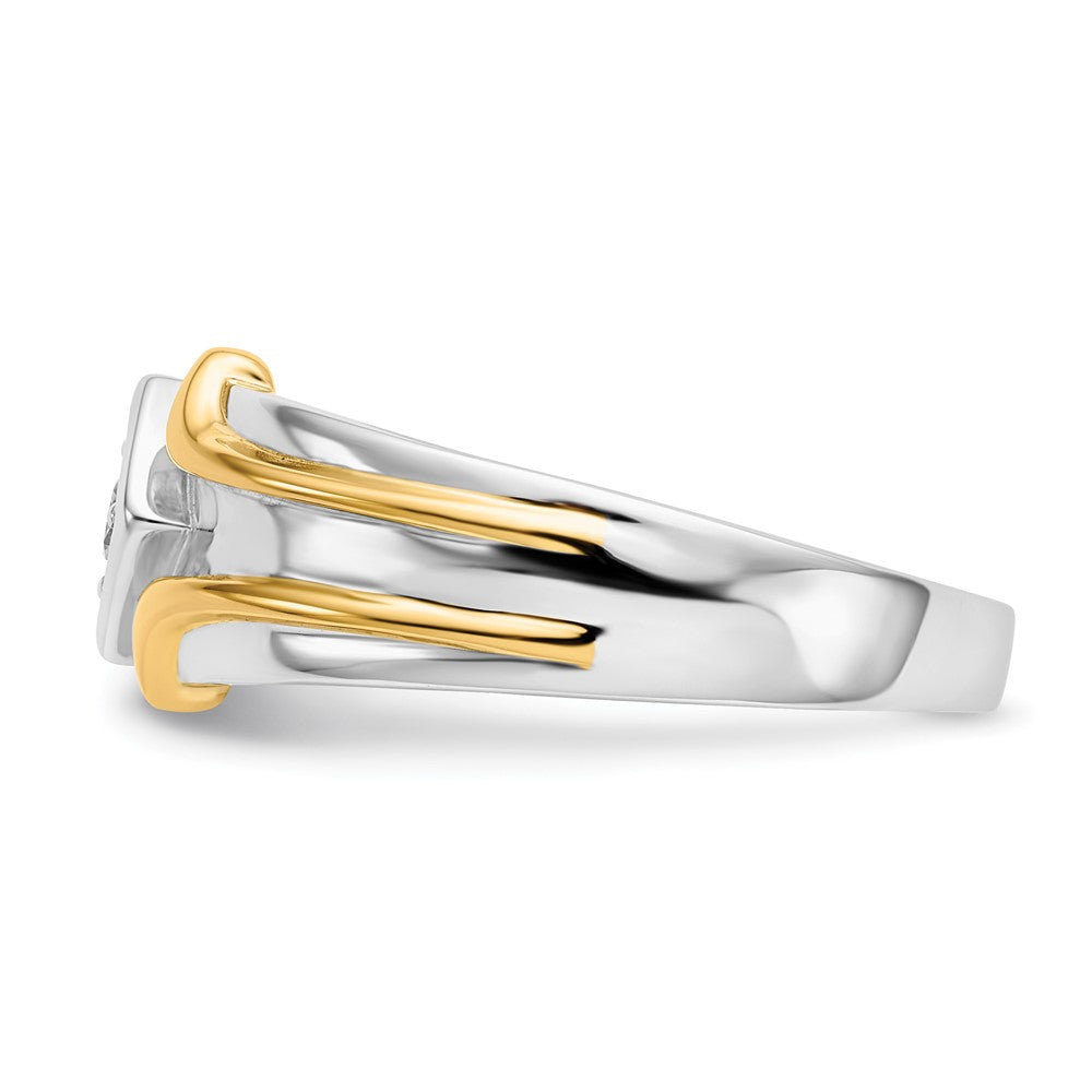 14K Two Tone Diamond Mens Ring