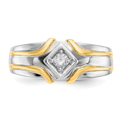 14K Two Tone Diamond Mens Ring