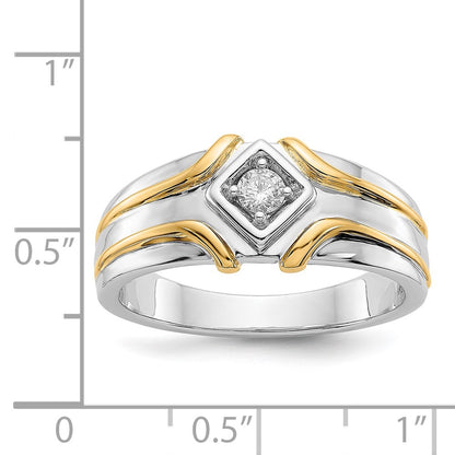14K Two Tone Diamond Mens Ring