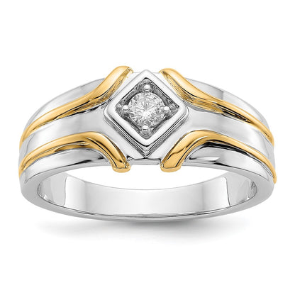 14K Two Tone Diamond Mens Ring