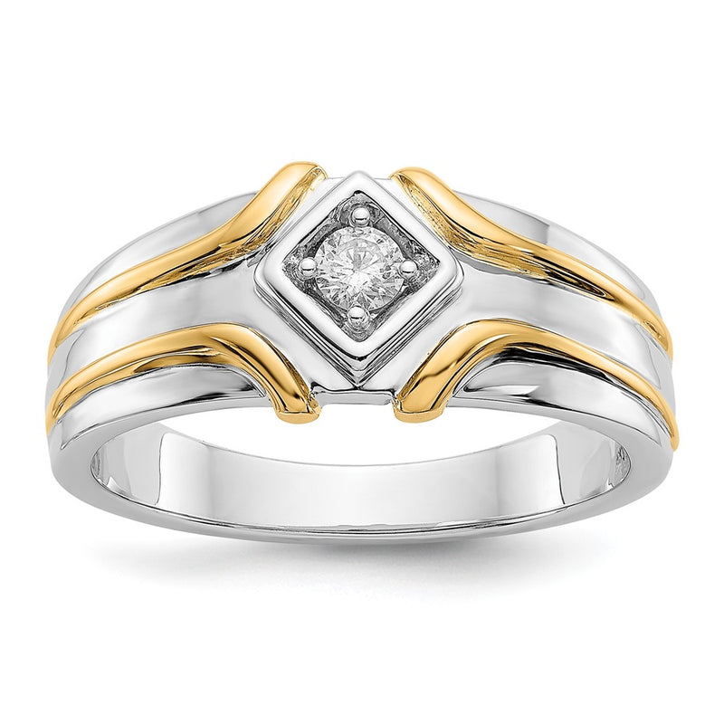 14K Two Tone Diamond Mens Ring
