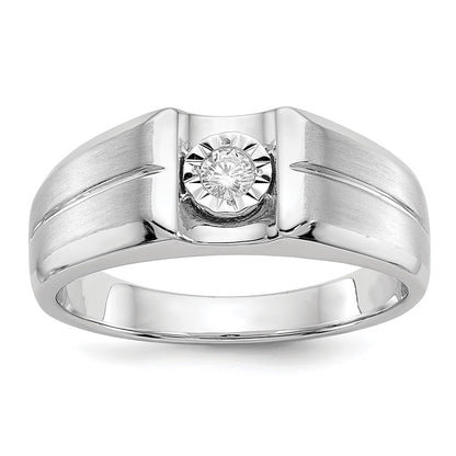 14K White Gold Diamond Mens Ring