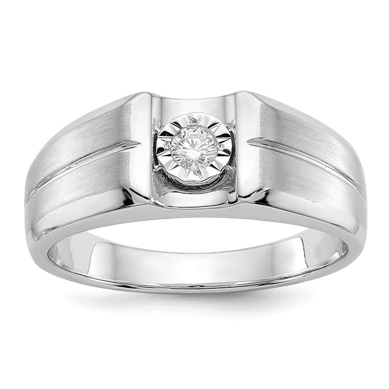 14K White Gold Diamond Mens Ring