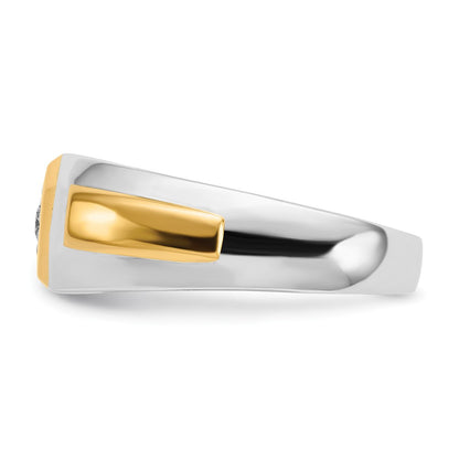 14K Two Tone Diamond Mens Ring