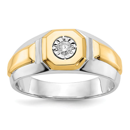 14k Two-Tone 1/10 Ct. Lab Grown Diamond VS/SI+ G+ Complete Men's Ring