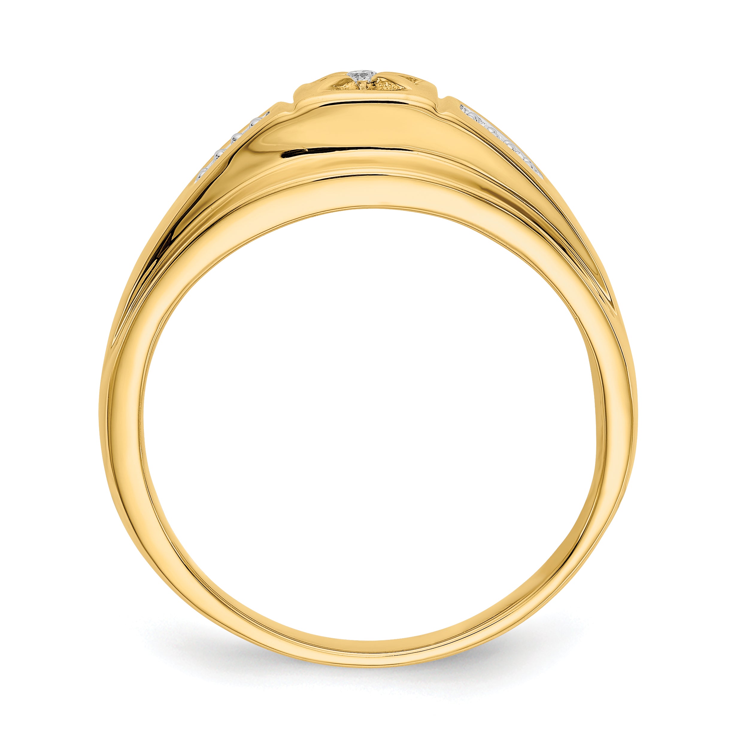 14K Yellow & Rhodium And Diamond Mens Ring