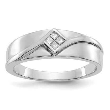 14K White Gold Diamond Mens Ring