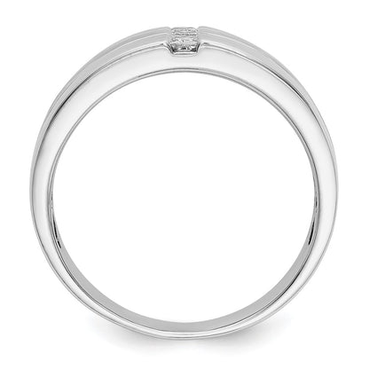 14K White Gold Mens Diamond Polished And Satin Ring
