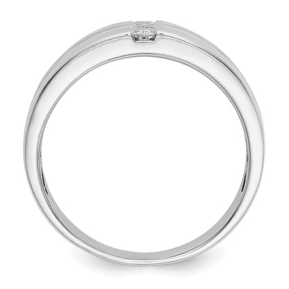 14K White Gold Mens Diamond Polished And Satin Ring