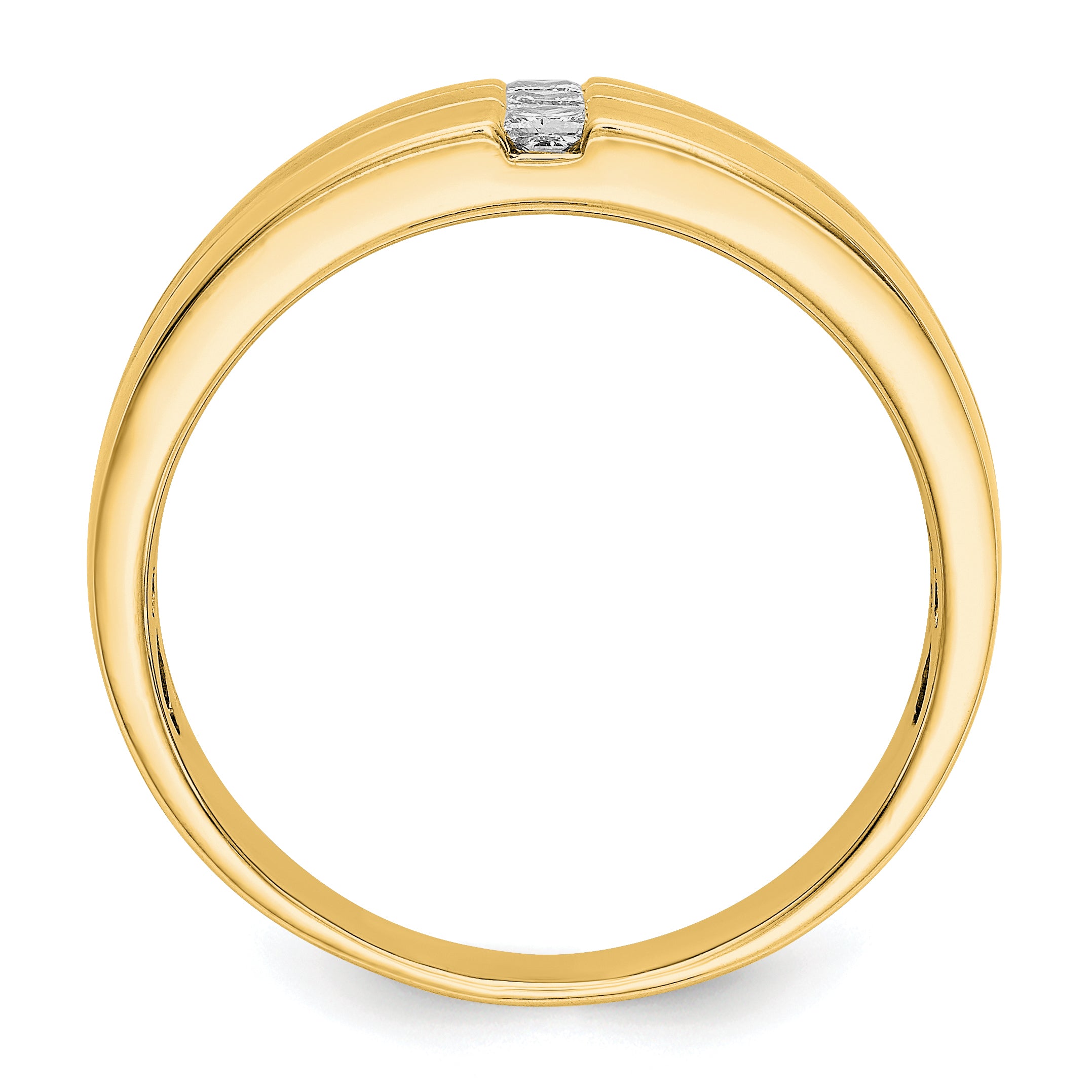 14k Yellow Gold 1/4 Ct. Lab Grown Diamond VS/SI+ G+ Polished and Satin Men's Ring