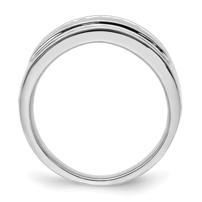14K White Gold Diamond Mens 5 Stone Ring