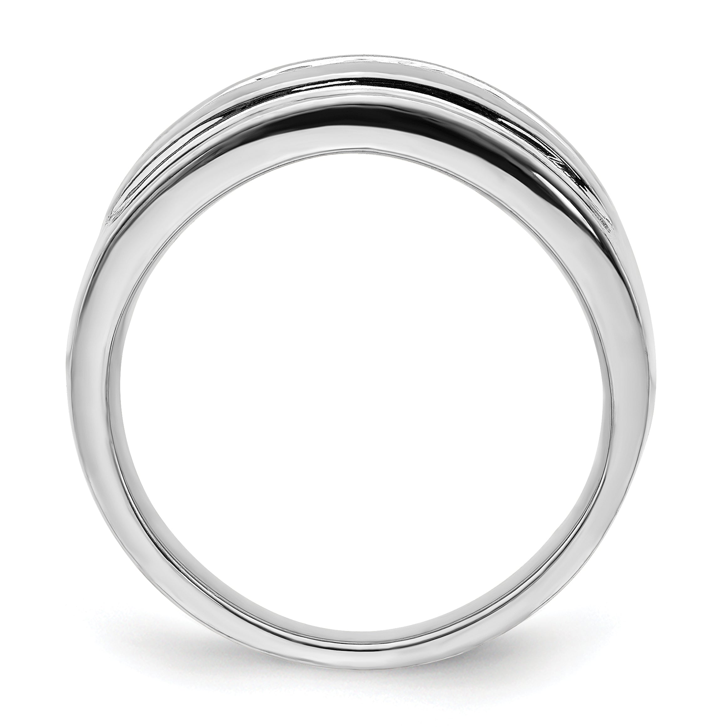 14K White Gold Diamond Mens 5 Stone Ring