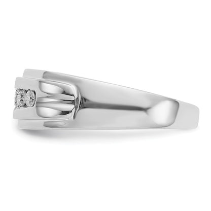 14K White Gold Diamond Mens 5 Stone Ring