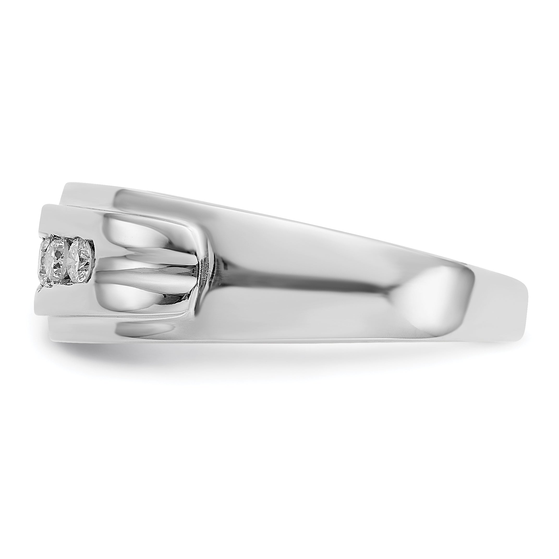 14K White Gold Diamond Mens 5 Stone Ring
