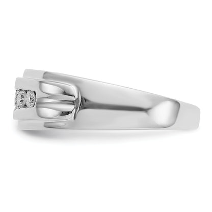 14K White Gold Diamond Mens 5 Stone Ring