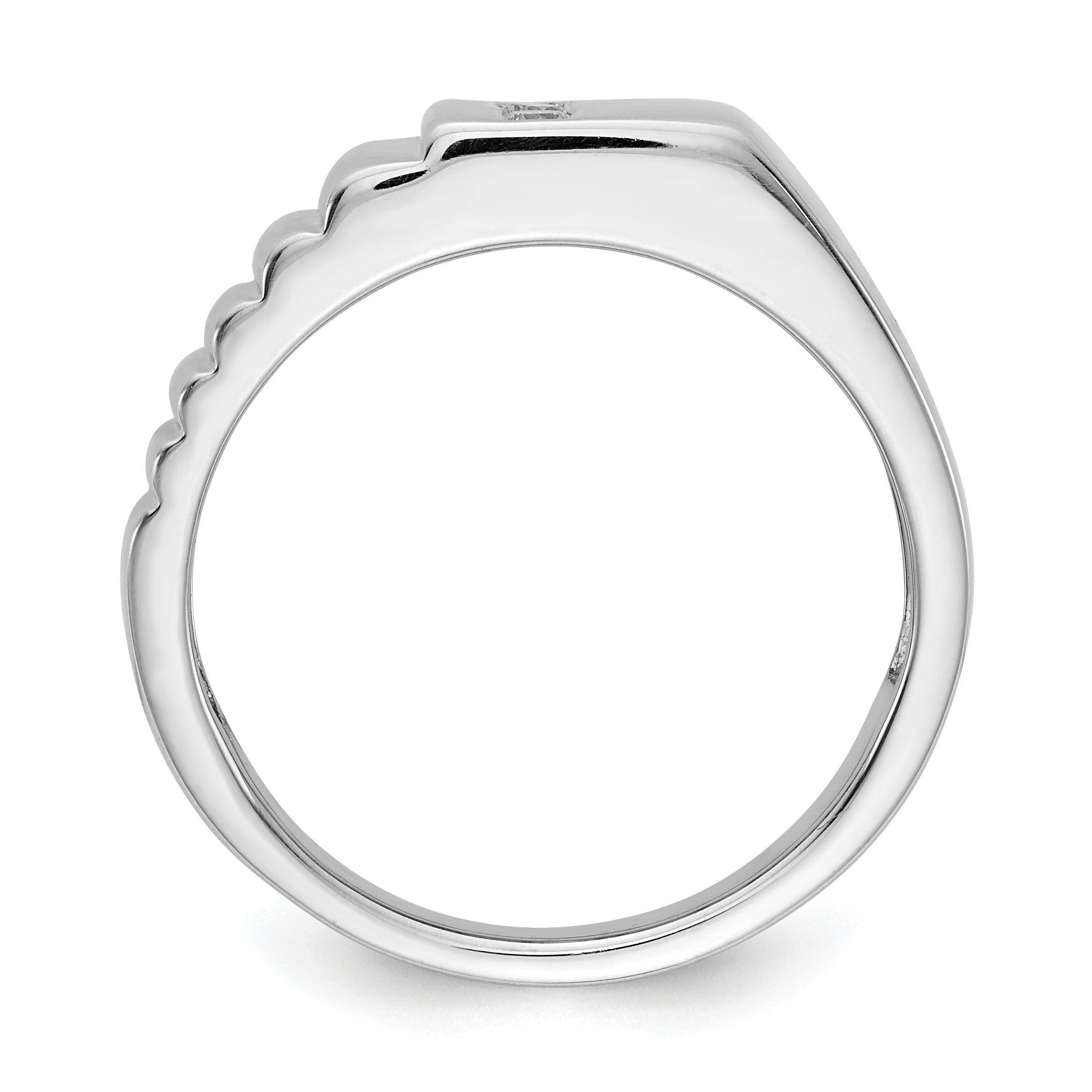 14K White Gold Diamond Mens Ring