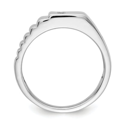 14K White Gold Diamond Mens Ring