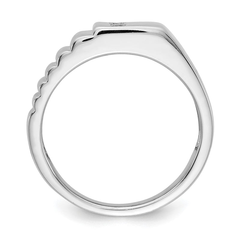 14K White Gold Diamond Mens Ring
