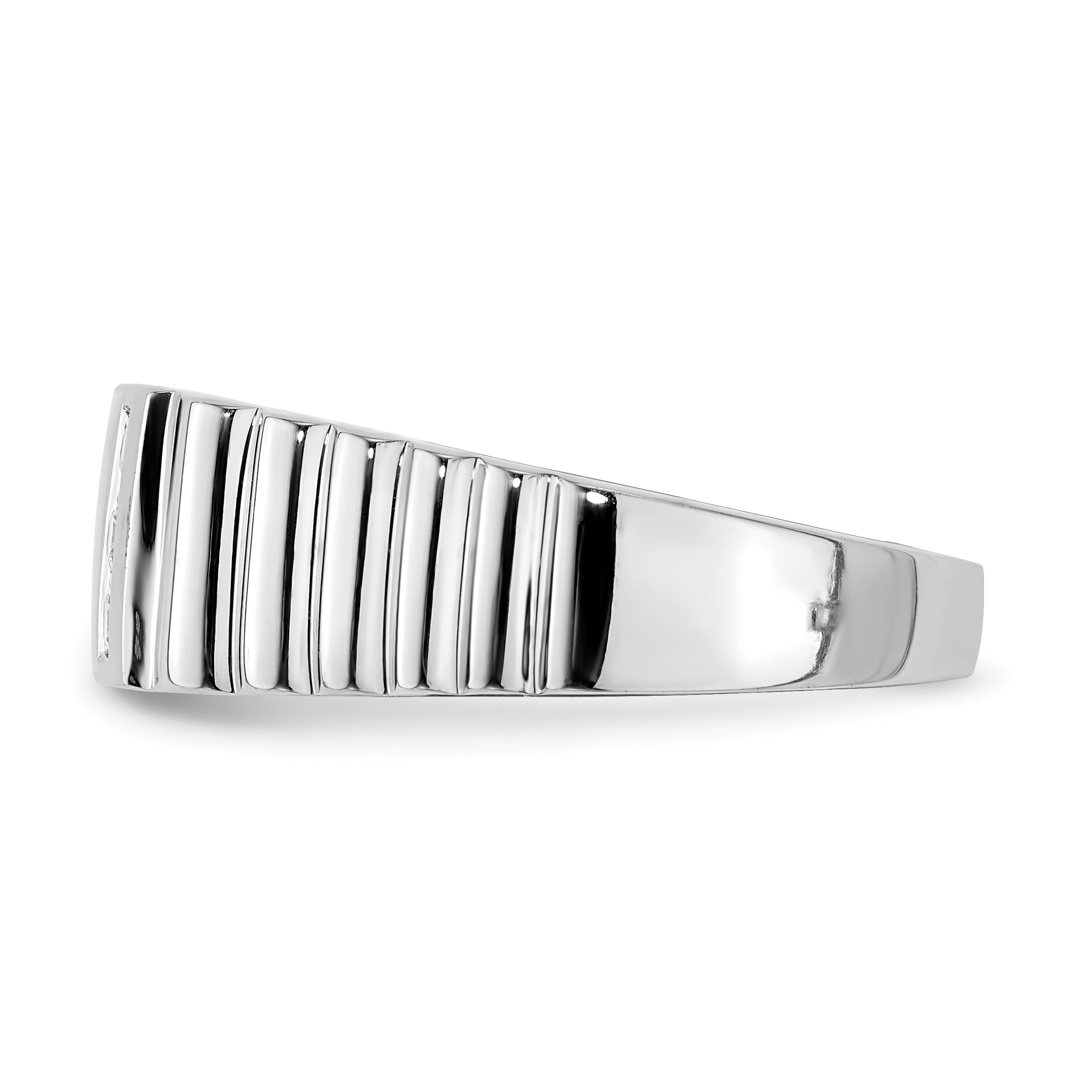 14K White Gold Diamond Mens Ring