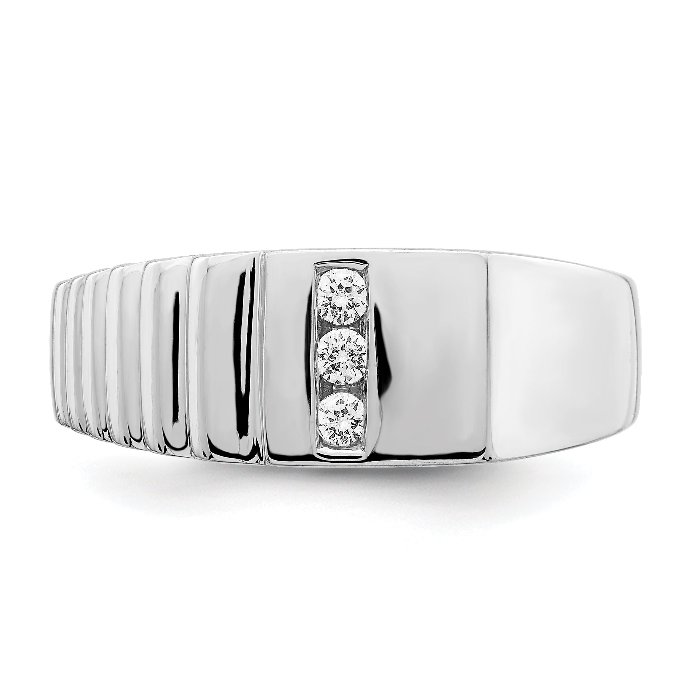 14K White Gold Diamond Mens Ring