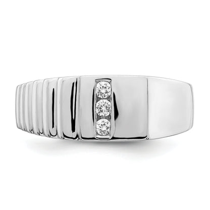14K White Gold Diamond Mens Ring