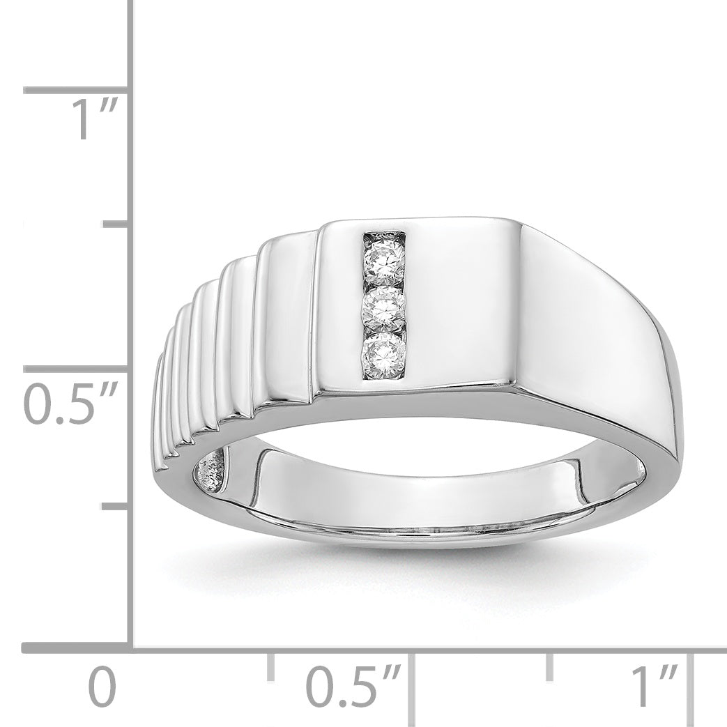 14K White Gold Diamond Mens Ring