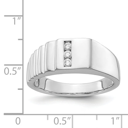 14K White Gold Diamond Mens Ring