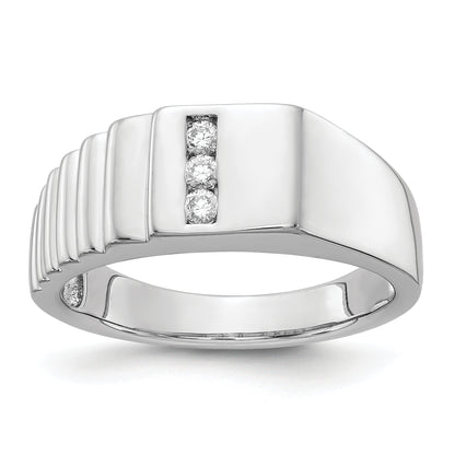 14K White Gold Diamond Mens Ring