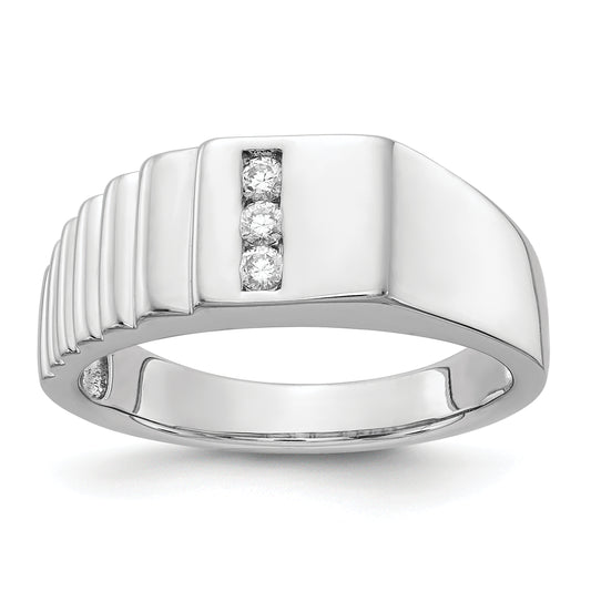 14K White Gold Diamond Mens Ring