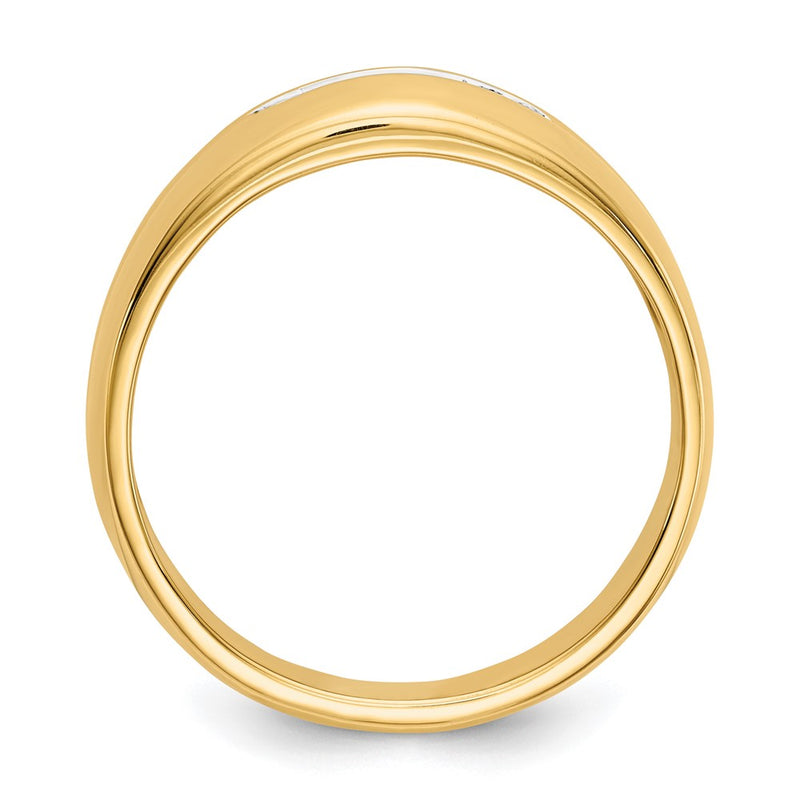 14K Yellow & Rhodium With Diamond Mens Ring