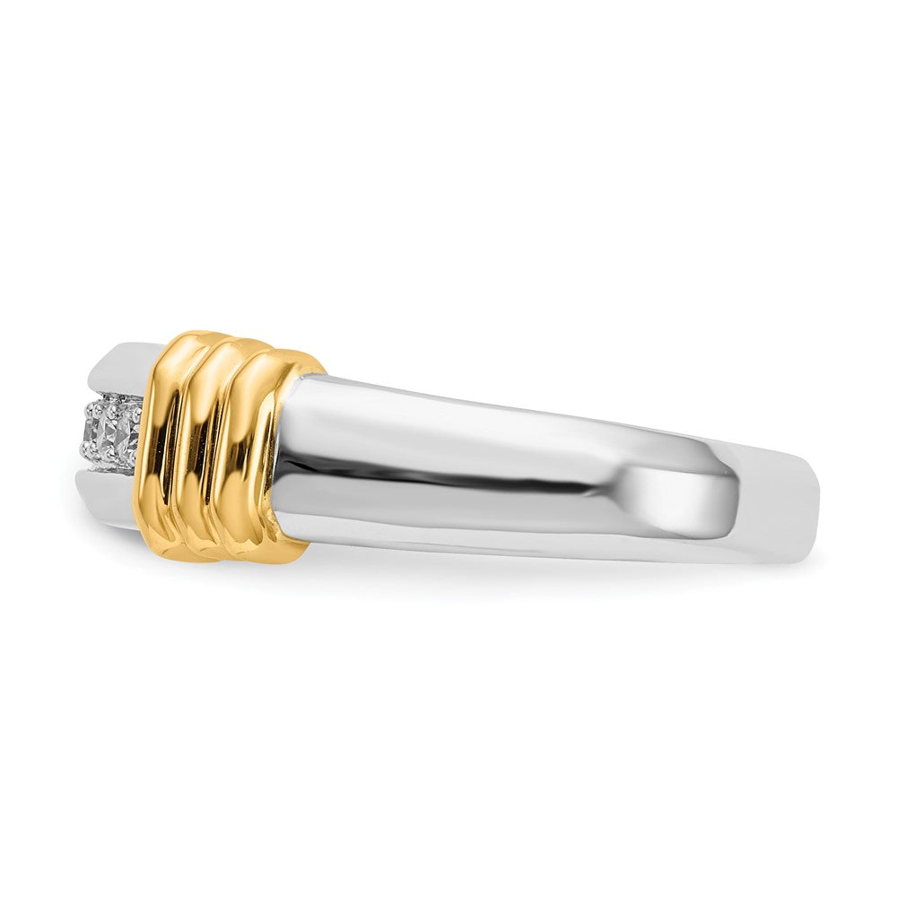 14K Two Tone Diamond Mens Ring