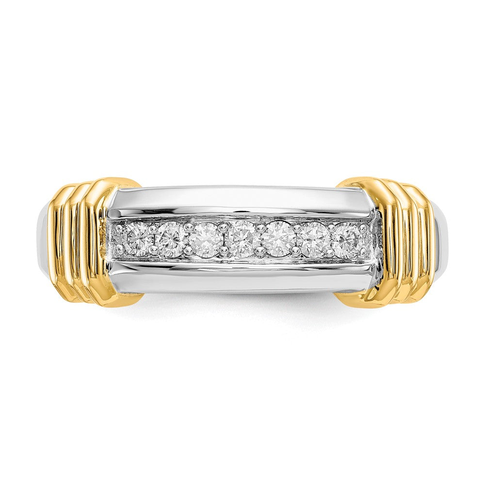 14K Two Tone Diamond Mens Ring