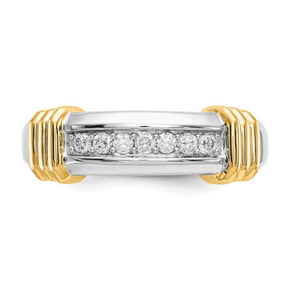 14K Two Tone Diamond Mens Ring