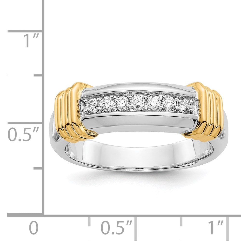 14K Two Tone Diamond Mens Ring