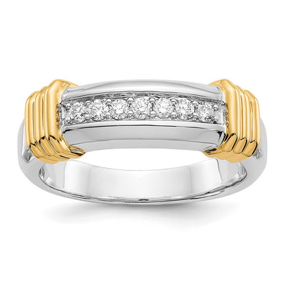 14K Two Tone Diamond Mens Ring