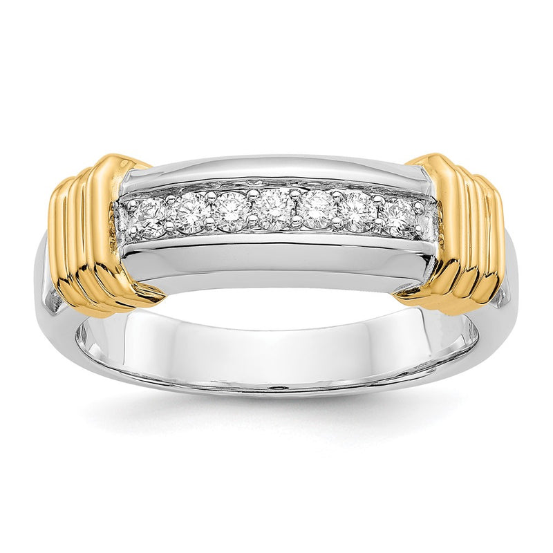 14K Two Tone Diamond Mens Ring