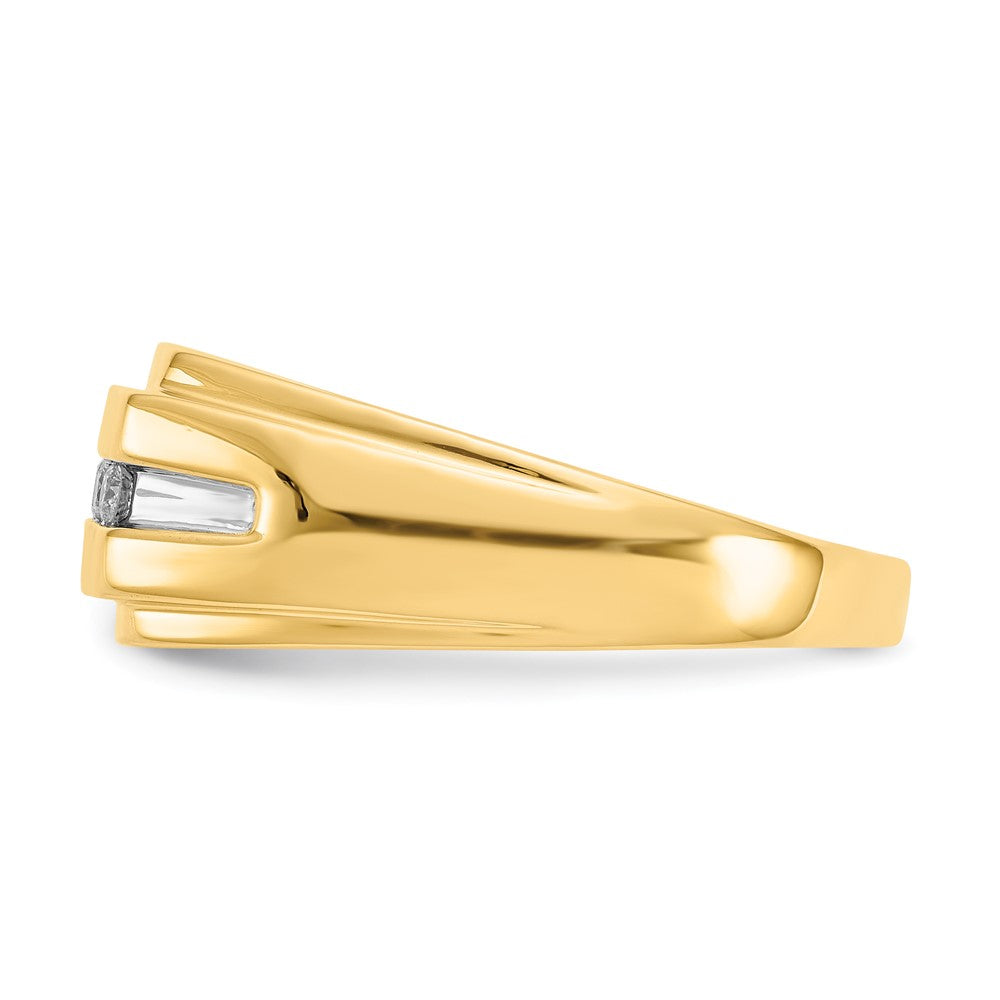 14K Yellow Gold Diamond 6 Stone Mens Ring