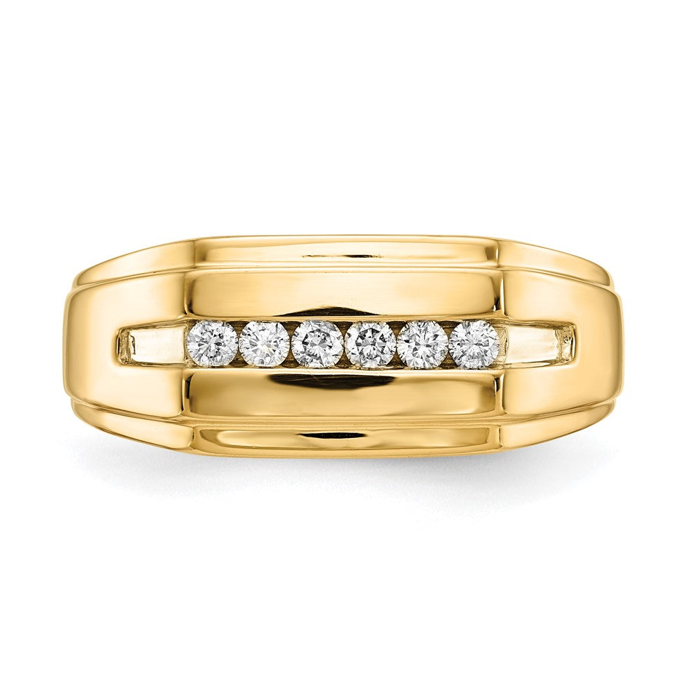 14K Yellow Gold Diamond 6 Stone Mens Ring