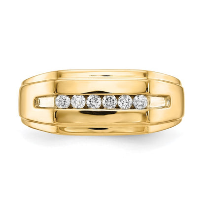 14K Yellow Gold Diamond 6 Stone Mens Ring