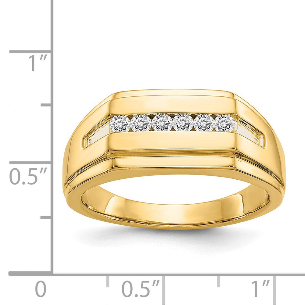 14K Yellow Gold Diamond 6 Stone Mens Ring