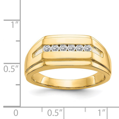 14K Yellow Gold Diamond 6 Stone Mens Ring