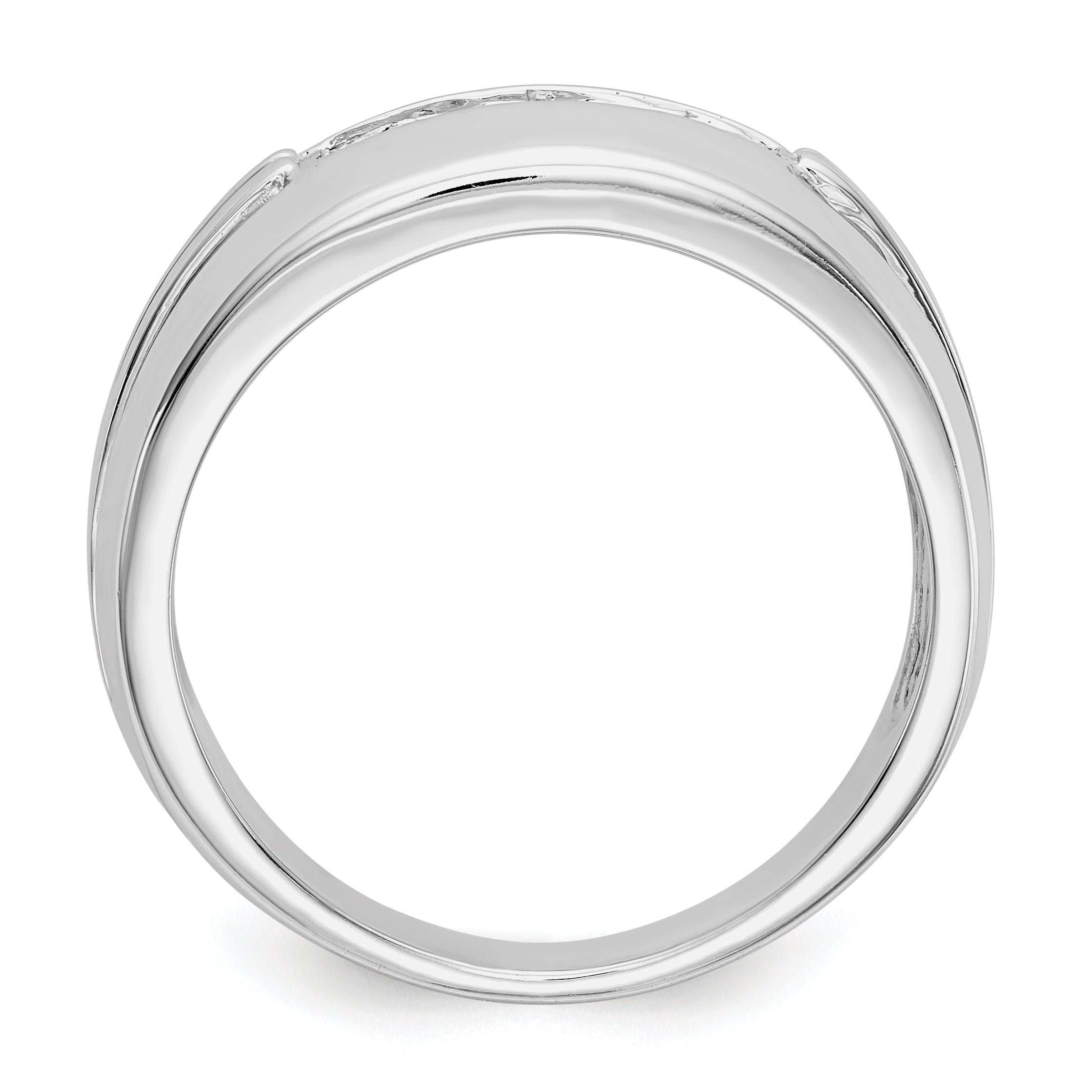14K White Gold Diamond 5 Stone Mens Ring