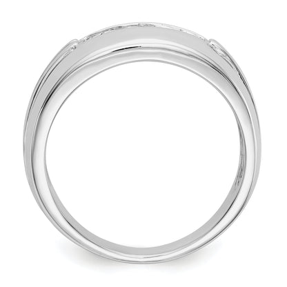 14K White Gold Diamond 5 Stone Mens Ring